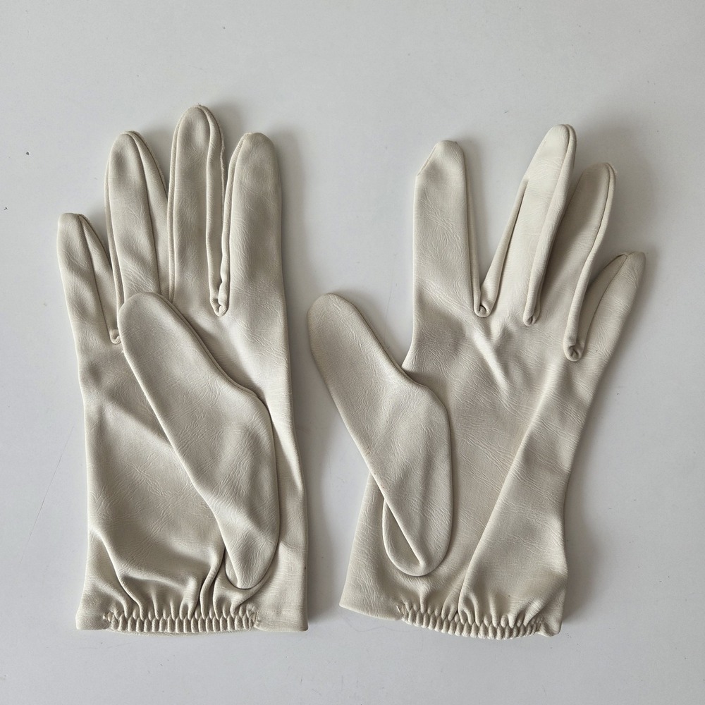 Vtg 50s‎ 60s Womens 7 1/2 Dress Gloves Wrist White DW Double Woven Nylon